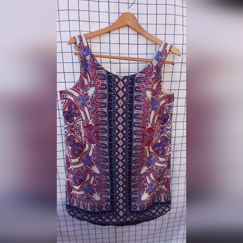 Lila Rose Vibrant Blue and Red Boxy Tank Top